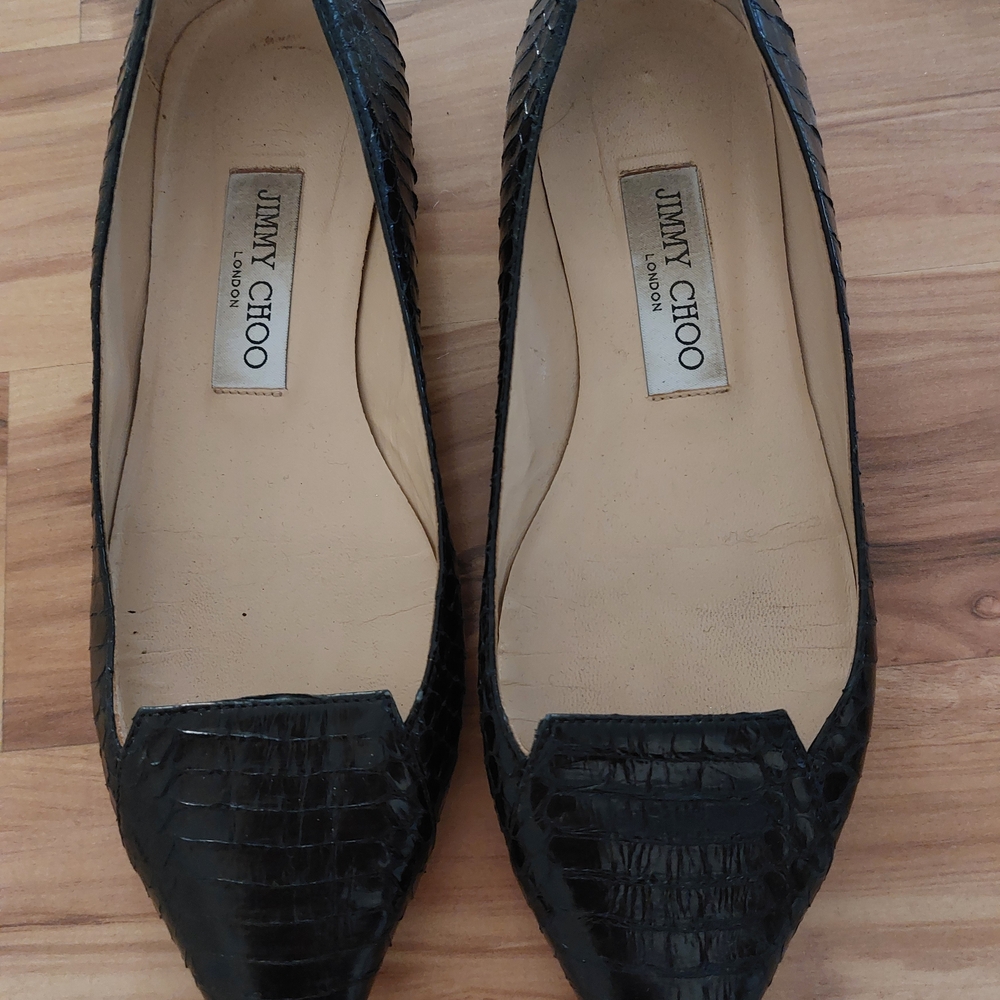 Jimmy Choo Black Python Leather Women's Shoes Sz 36.5